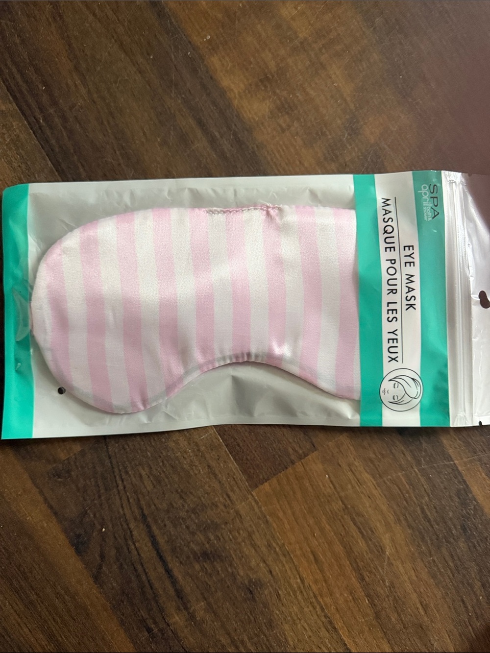 Spa Essentials Pink and White Striped Eye Mask